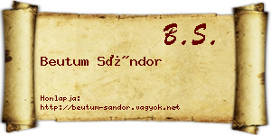 Beutum Sándor névjegykártya